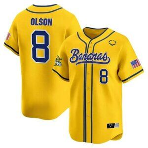Mens Kids Jackson Olson Savannah Bananas Yellow Jersey Stitched